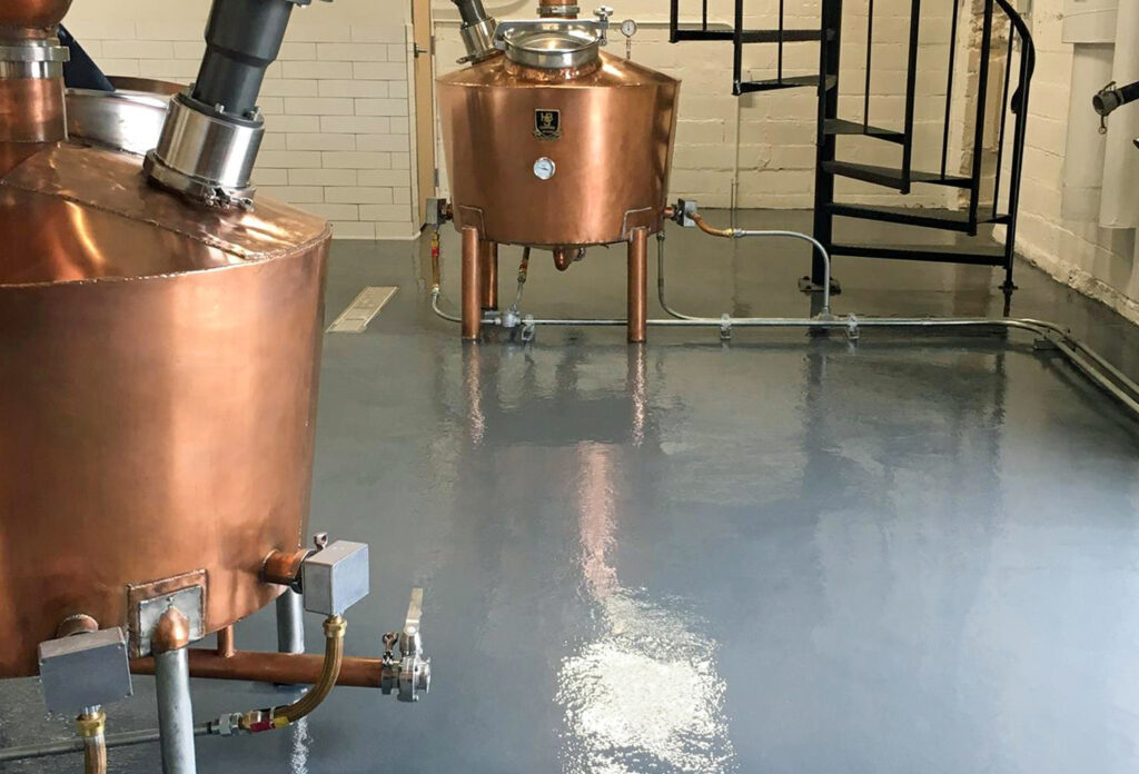 epoxy flooring at a distillery